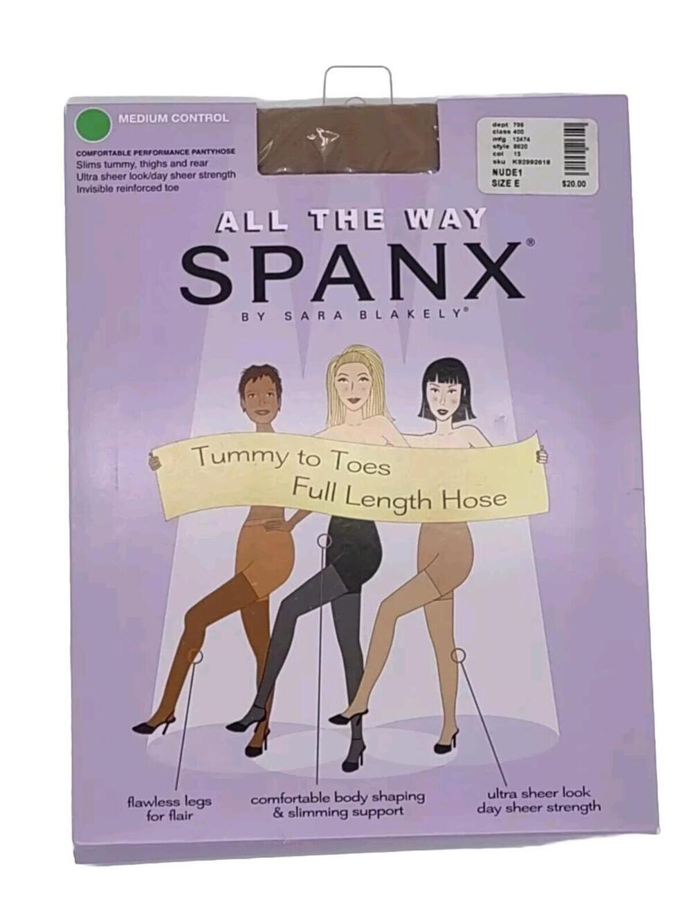 All The Way Spanx By Sara Blakey Medium Control Pantyhose Size E